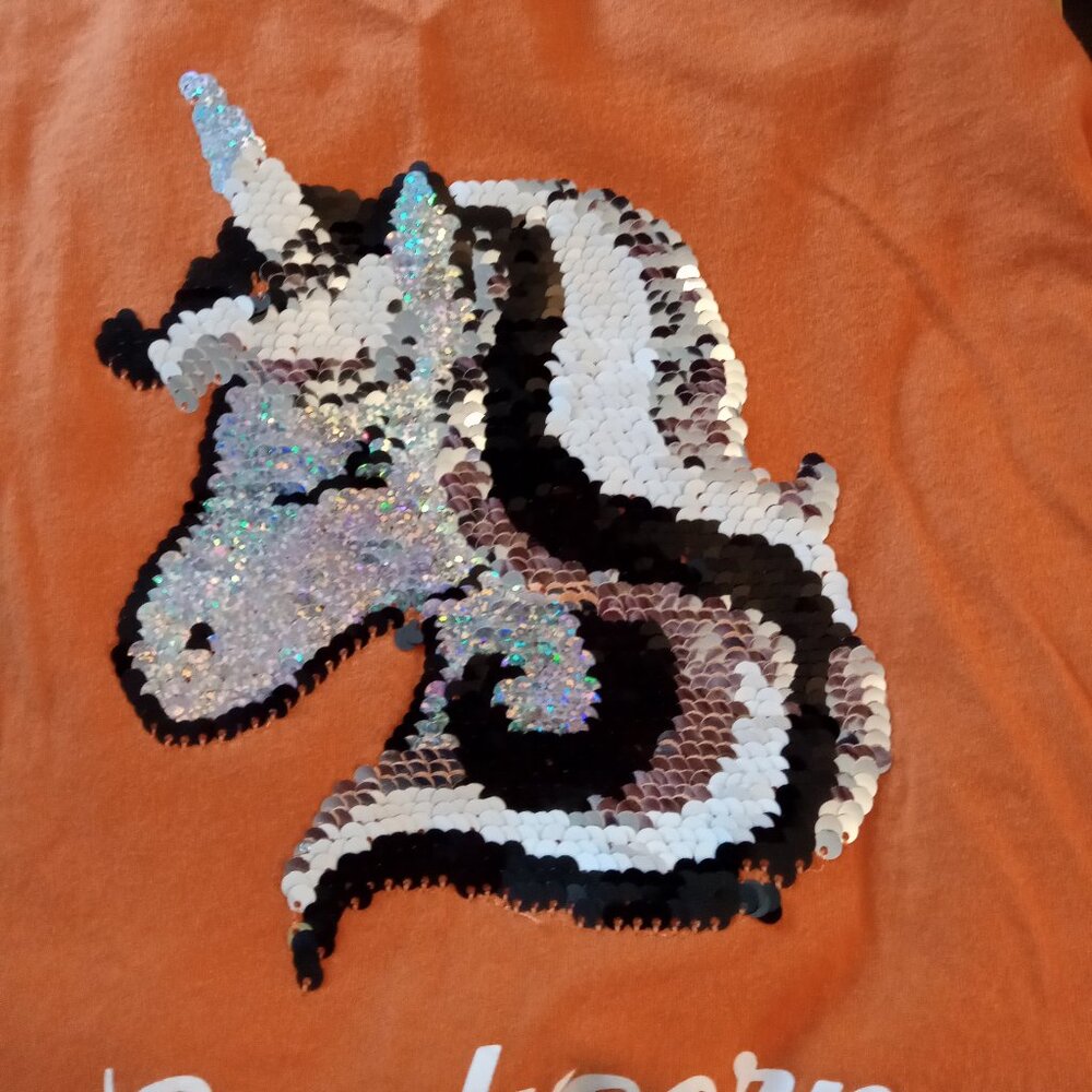 Oshkosh Girl's Size 14 Shirts Movable Sequins Unicorn Halloween Fall